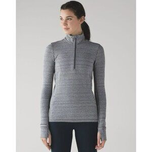 Lululemon Outrun 1/2 Zip Hazy Heather Heathered White Heathered Black Size 4 EUC